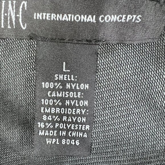 Inc NWT Womens L Sheer Mesh Top Black Floral Embroidered Y2K Witchy Whimsigoth - Picture 15 of 15